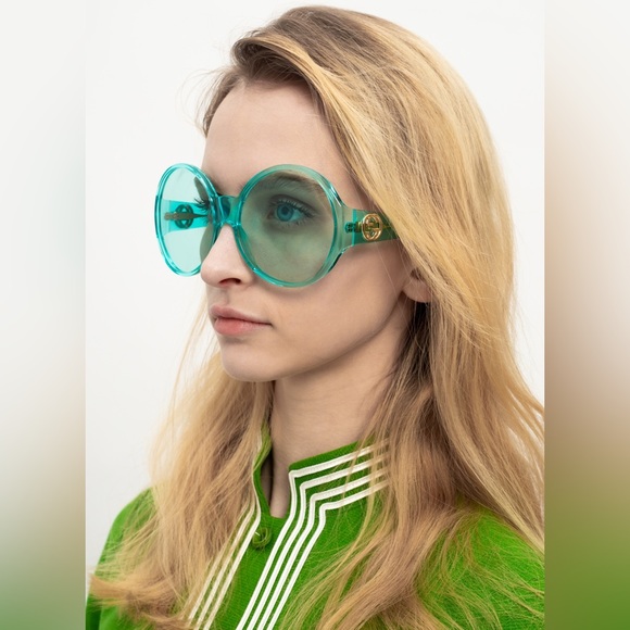 Authentic Gucci 0965 Light Blue 001 Logo Summer Oversized Sunglasses GG0954S - Picture 6 of 16